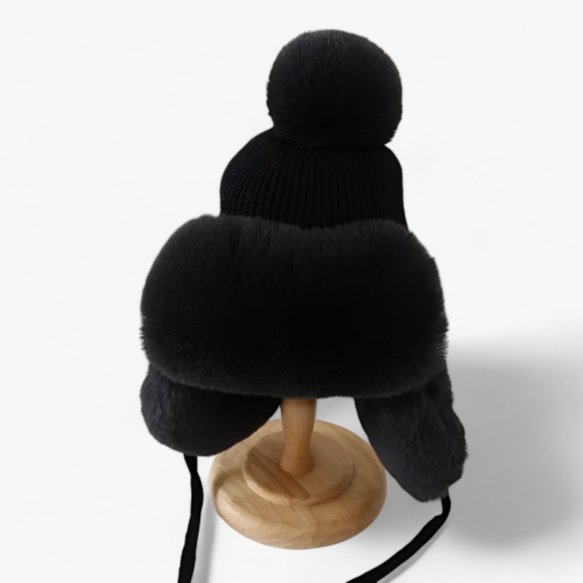 Luxury Lei Feng Hat with Warm Ear Flaps - ArcticCharm-Black-Adult-Nora Luxe