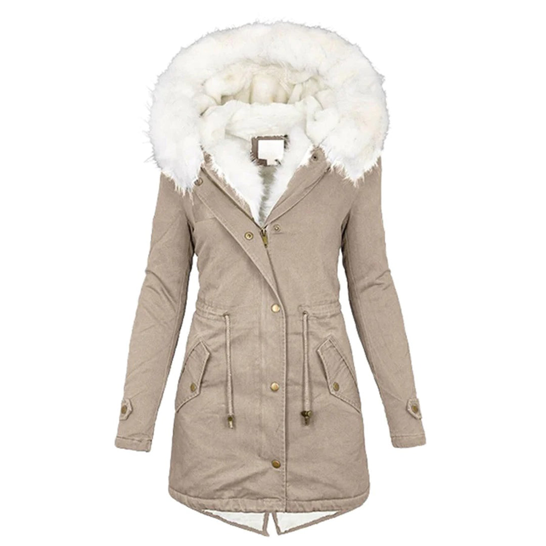 Warm Fitted Women's Parka Coat - Elena - Pexav