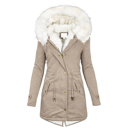 Warm Fitted Women's Parka Coat - Elena - Pexav