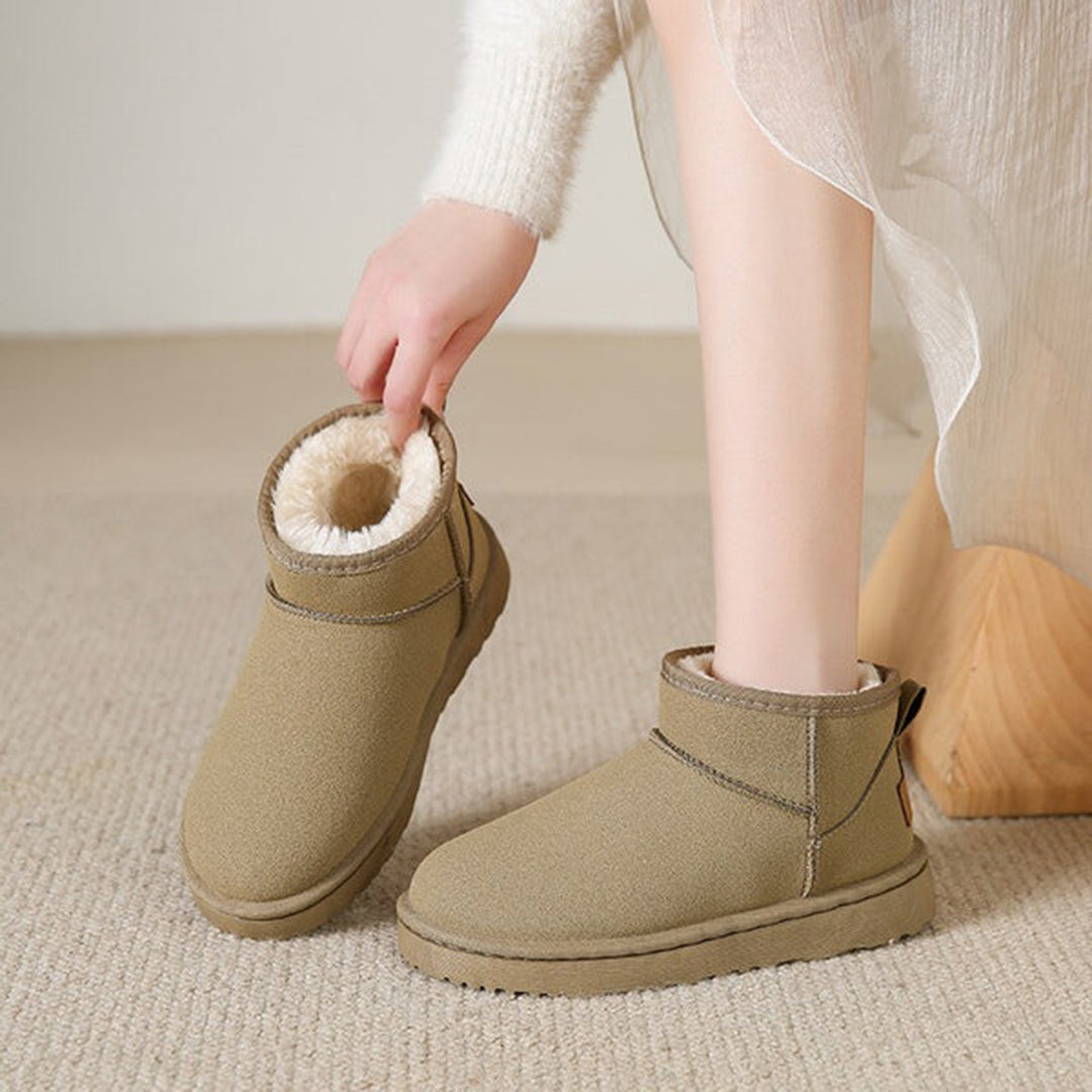 Luxury Low Winter Boots with Fur - Isabella-Beige-4.0-Nora Luxe