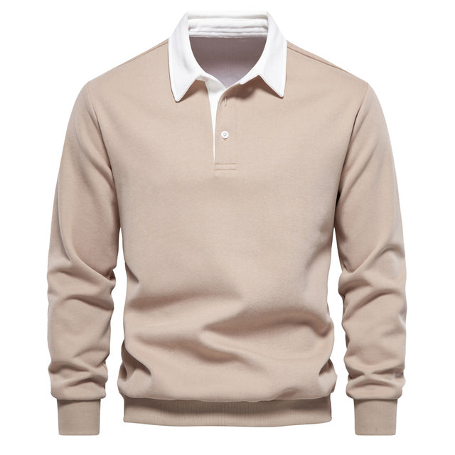 Luxury Men's Polo Sweater - Oliver-Beige-S-Nora Luxe