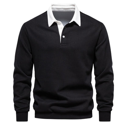 Luxury Men's Polo Sweater - Oliver-Black-S-Nora Luxe