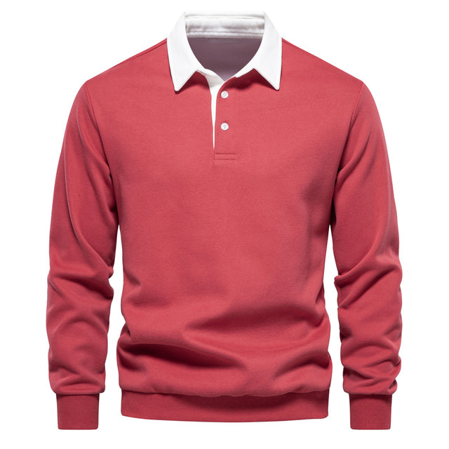 Luxury Men's Polo Sweater - Oliver-Red-S-Nora Luxe