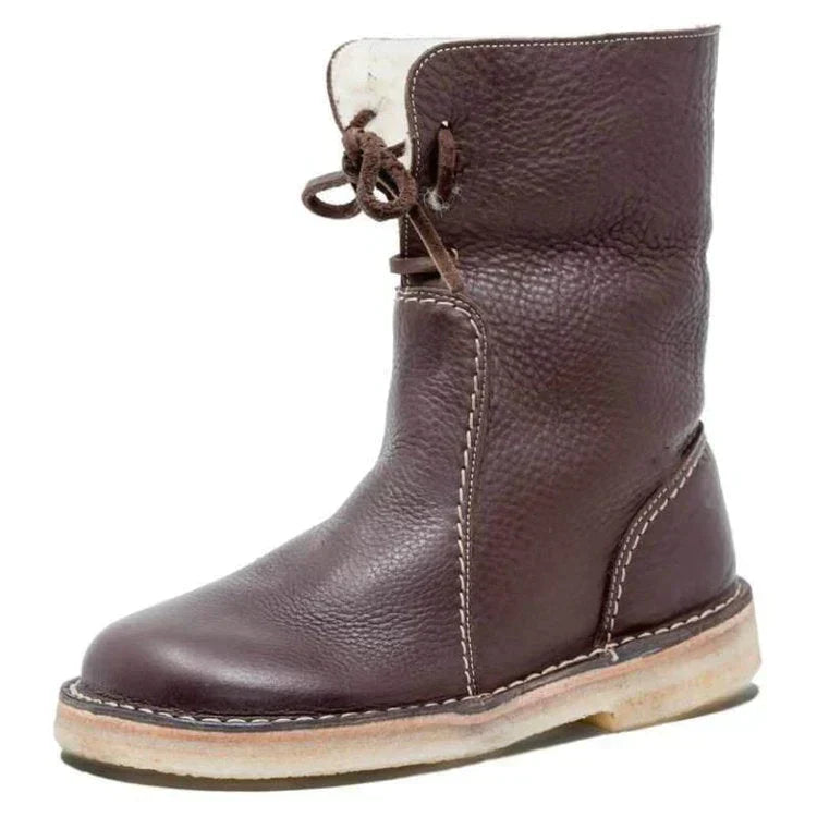 Luxury Mid Calf Padded Ladies' Boots - Sophia Hike Boot-Dark Brown-4.0-Nora Luxe
