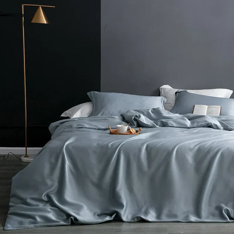 Luxury Natural Silk Duvet Cover - SilkEssence-Green-59.06 inches Bed-Nora Luxe