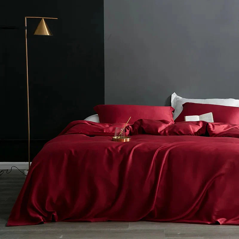 Luxury Natural Silk Duvet Cover - SilkEssence-Red-59.06 inches Bed-Nora Luxe