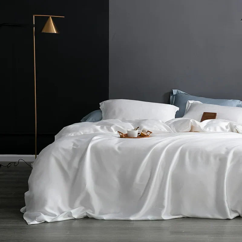 Luxury Natural Silk Duvet Cover - SilkEssence-White-59.06 inches Bed-Nora Luxe