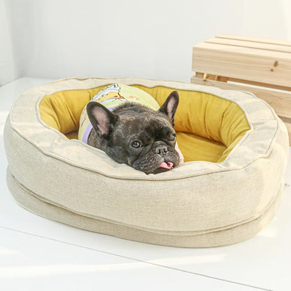 Luxury Orthopaedic Dog Bed - OrthoDonut-Yellow-M-Nora Luxe
