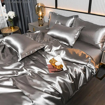 Soft Satin Bedding Duvet Cover Set - Pexav
