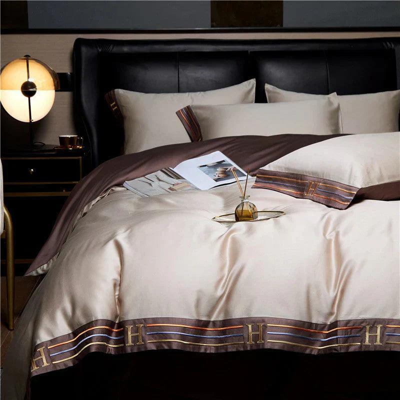 Luxury Satin Bedding Set 4-Piece - OpulenceSleep-Gray-1.5m 78.74 × 90.55 in-Nora Luxe