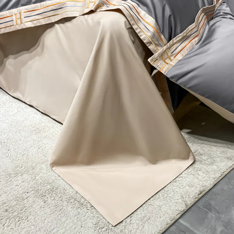 Luxury Satin Bedding Set 4-Piece - OpulenceSleep-Gray-1.5m 78.74 × 90.55 in-Nora Luxe