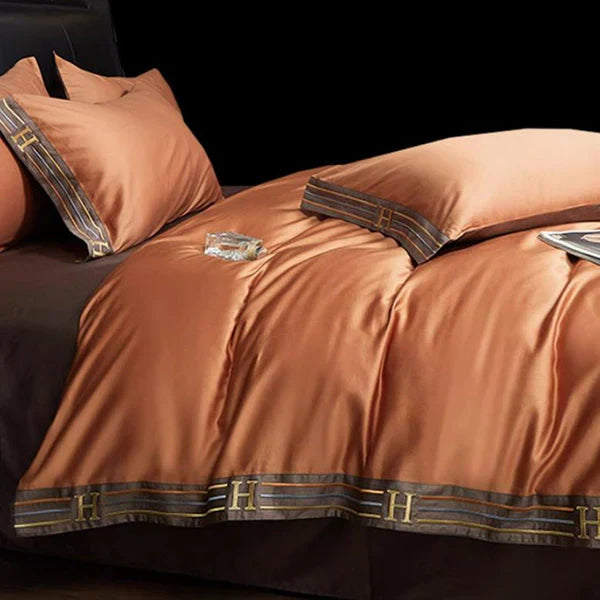 Luxury Satin Bedding Set 4-Piece - OpulenceSleep-Gray-1.5m 78.74 × 90.55 in-Nora Luxe