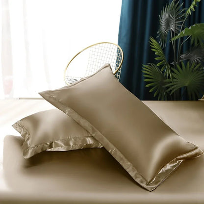 Luxury Silk Satin Bedding Set - SilkElegance-Moonlight Blue-Twin size 3-piece-Nora Luxe