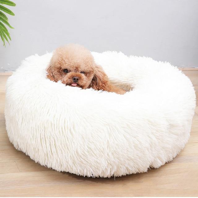 Luxury Soft Plush Dog Bed - FluffyNest-White-S '15.75 inches'-Nora Luxe