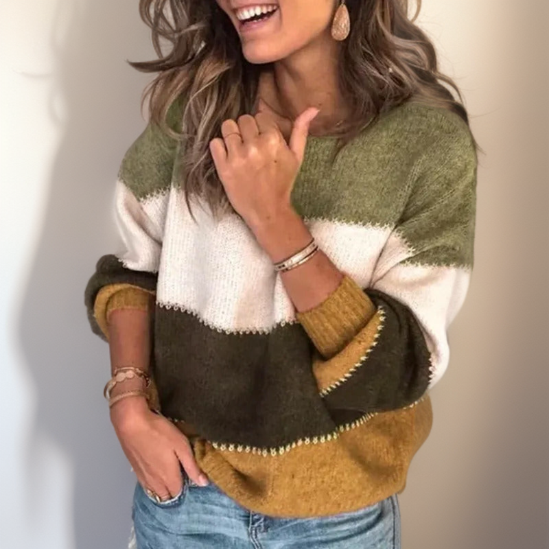 Luxury Striped Comfort Sweater - Celeste-Green-XS-Nora Luxe