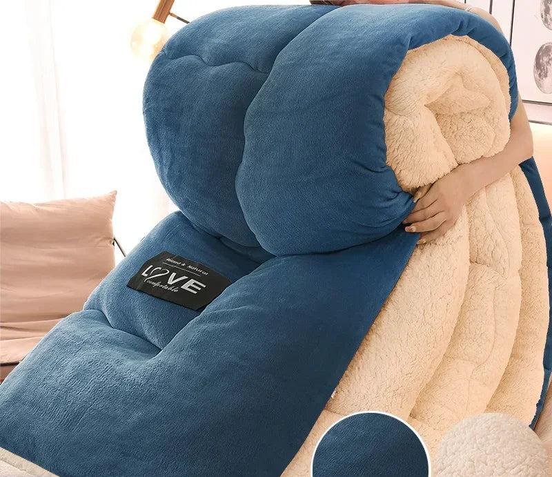 Luxury Winter Duvet with Double Flannel Fleece - FrostGuard-Blue-59.06 inches-Nora Luxe