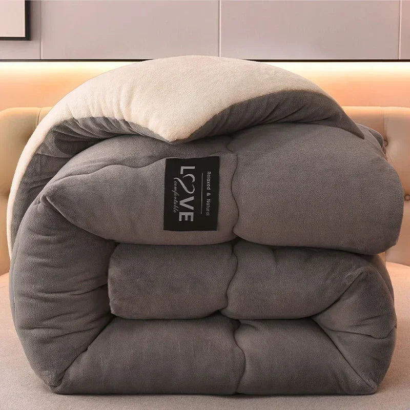 Luxury Winter Duvet with Double Flannel Fleece - FrostGuard-Gray-59.06 inches-Nora Luxe