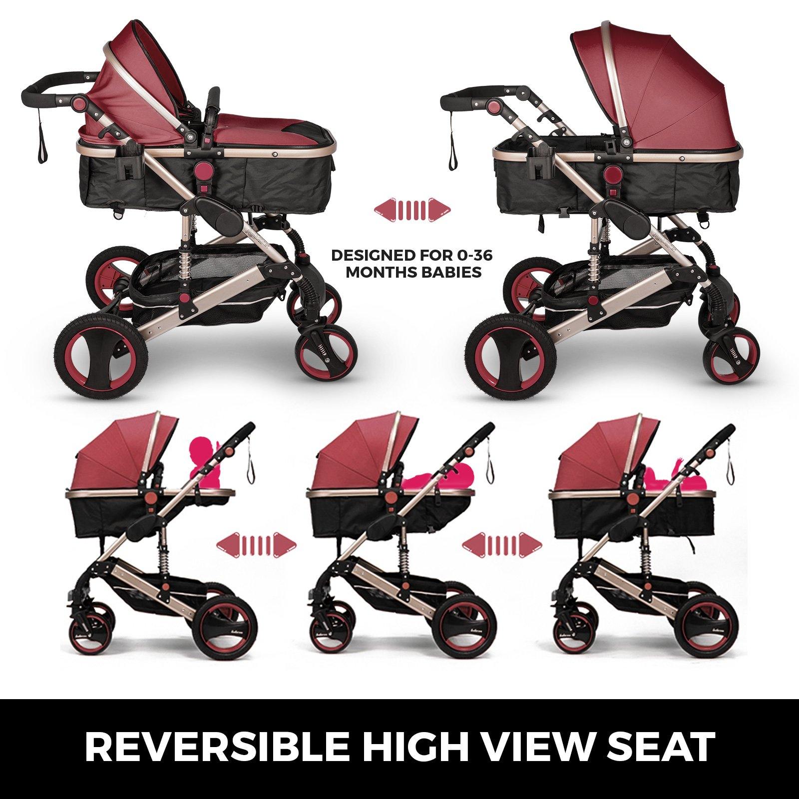 Red Baby Stroller Foldable Pram Car Seat - Until Times Up