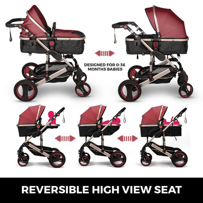 Red Baby Stroller Foldable Pram Car Seat - Until Times Up
