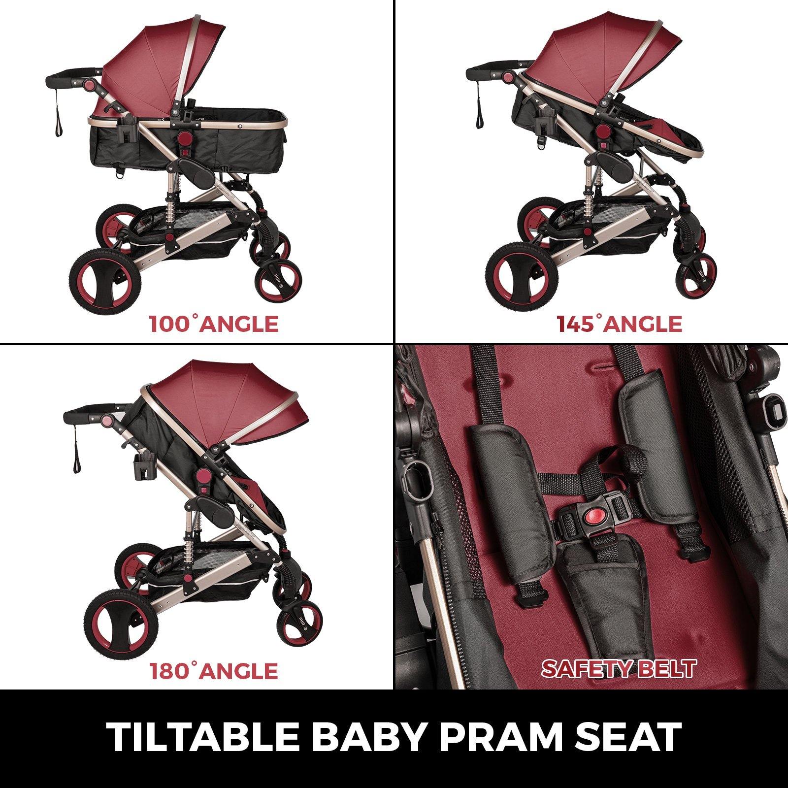 Red Baby Stroller Foldable Pram Car Seat - Until Times Up