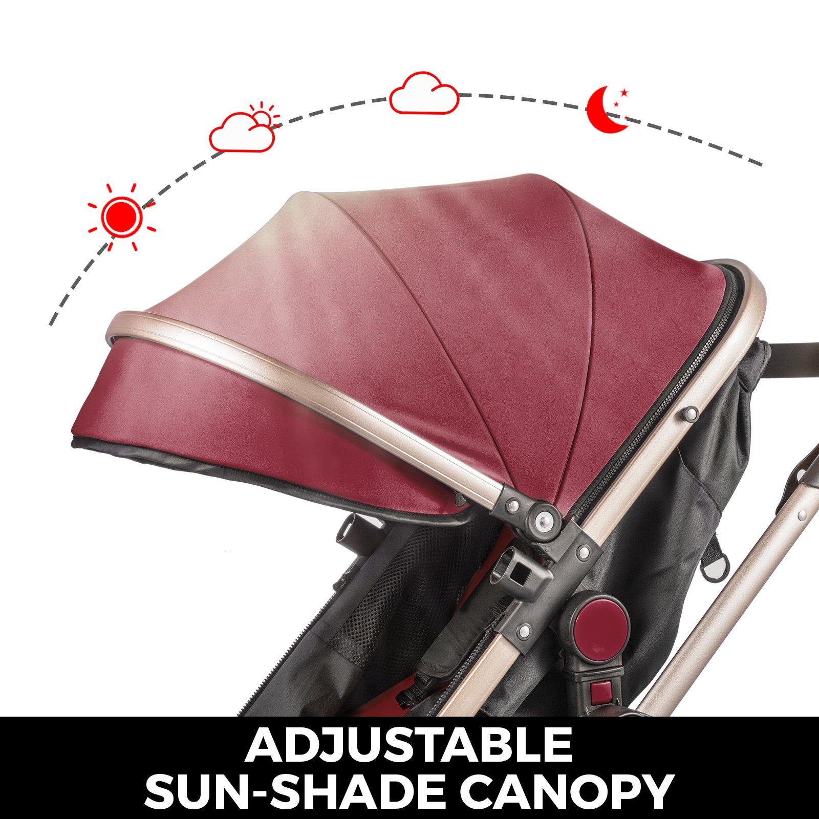 Red Baby Stroller Foldable Pram Car Seat - Until Times Up