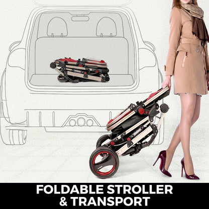Red Baby Stroller Foldable Pram Car Seat - Until Times Up