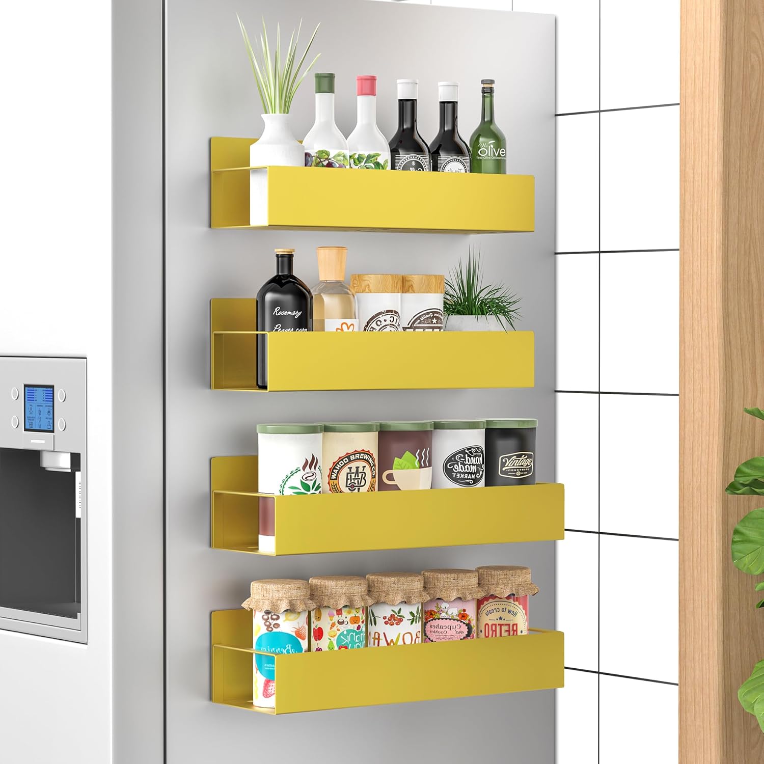 Magnetic Spice Rack Set of 4 – SpiceGrip-Gold-Nora Luxe