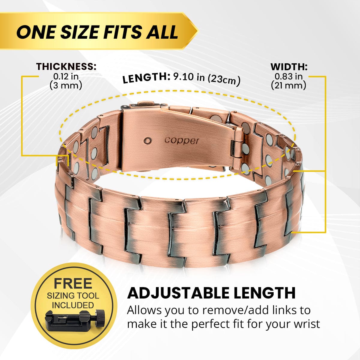Strong Copper Magnet Therapy Bracelet for Men