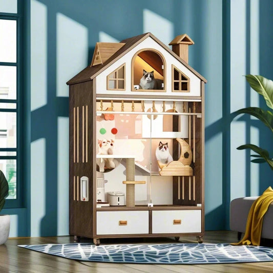 Spacious Solid Wood Cat Home Furniture - Pexav