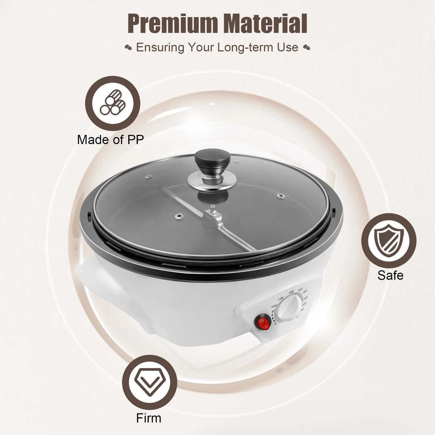 Compact Coffee Bean Roaster with Variable Heat Settings