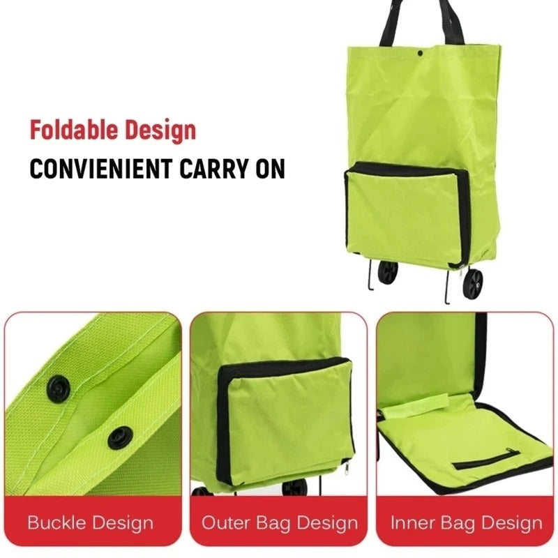 Collapsible Grocery Cart Bag with Wheels Storage