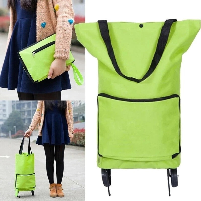 Collapsible Grocery Cart Bag with Wheels Storage - Pexav