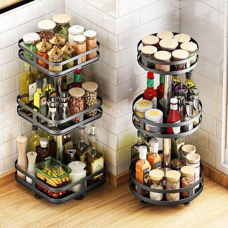 Adjustable Turntable Spice Organizer Rack - Pexav
