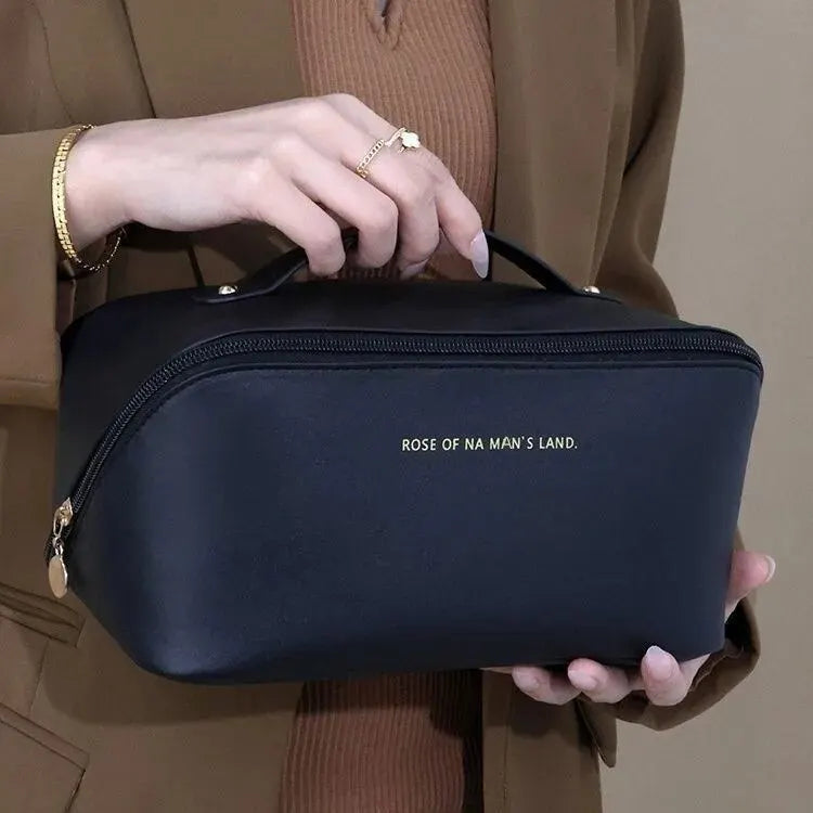 MAKEUP ORGANIZER WITH ZIPPER – LUXURY TOILETRY BAG FOR TRAVEL-Brown-Nora Luxe