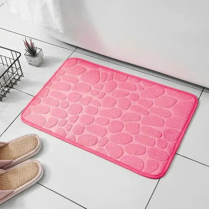 MEMORY FOAM NON-SLIP BATHROOM & LIVING ROOM MAT – EMBOSSED VELVET DESIGN-Fuchsia-Nora Luxe