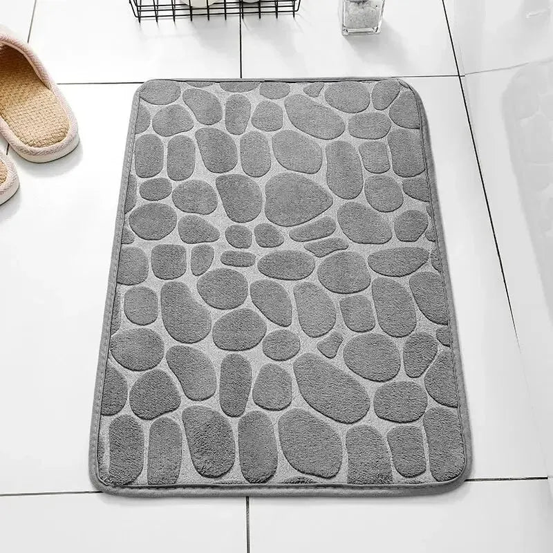 MEMORY FOAM NON-SLIP BATHROOM & LIVING ROOM MAT – EMBOSSED VELVET DESIGN-Gray-Nora Luxe