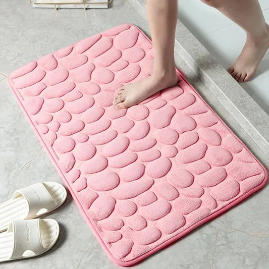 Soft Plush Anti-Slip Bath Mat – Embossed Velvet Pattern - Pexav