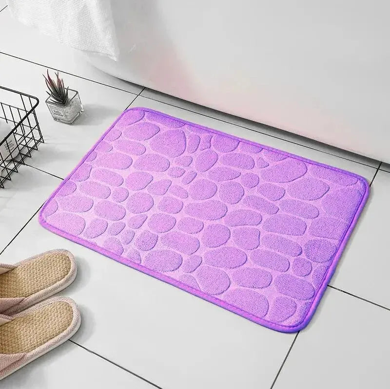 MEMORY FOAM NON-SLIP BATHROOM & LIVING ROOM MAT – EMBOSSED VELVET DESIGN-Purple-Nora Luxe