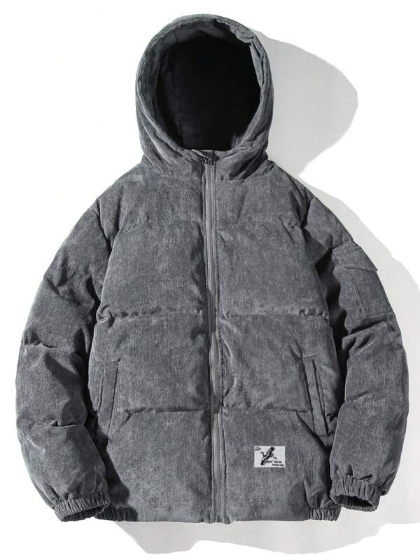 Warm Quilted Corduroy Parka Jacket - Pexav