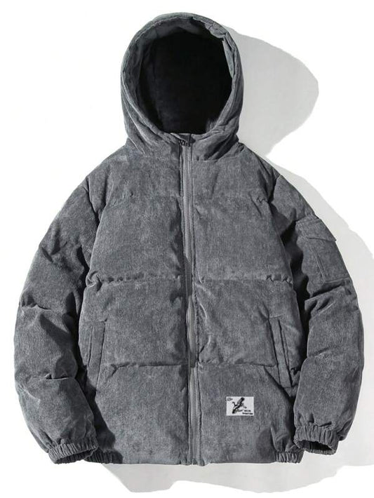 Warm Quilted Corduroy Parka Jacket - Pexav