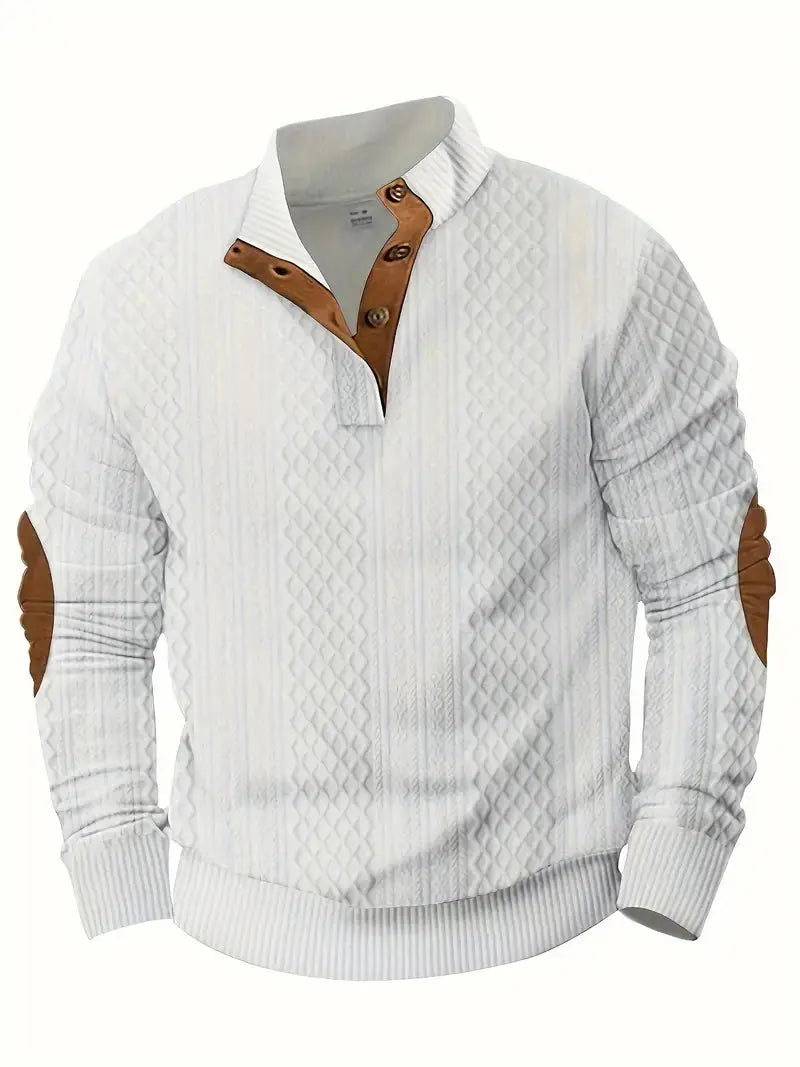 Men's Knitted Outdoor Sweater with Patches - Logan-Black-S-Nora Luxe