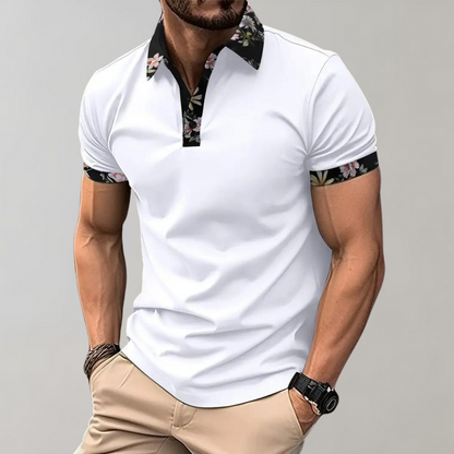 Men's Polo with Subtle Print - Noah-White-XS-Nora Luxe