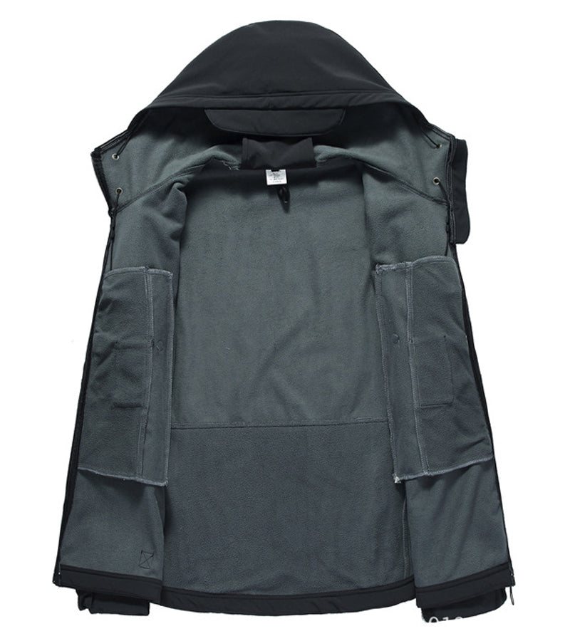 Men's Softshell Jacket with Hoodie - Titan-Black-S-Nora Luxe