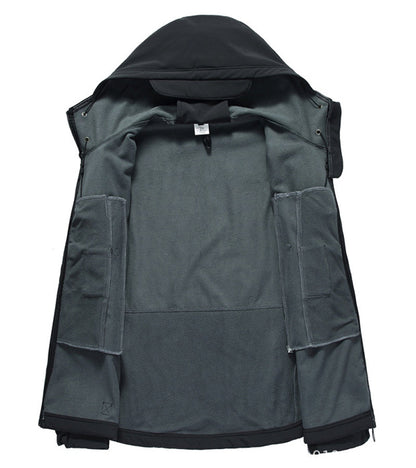 Men's Softshell Jacket with Hoodie - Titan-Black-S-Nora Luxe