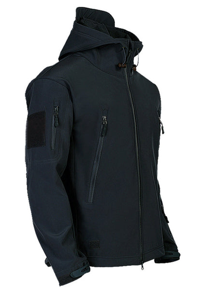 Men's Softshell Jacket with Hoodie - Titan-Black-S-Nora Luxe