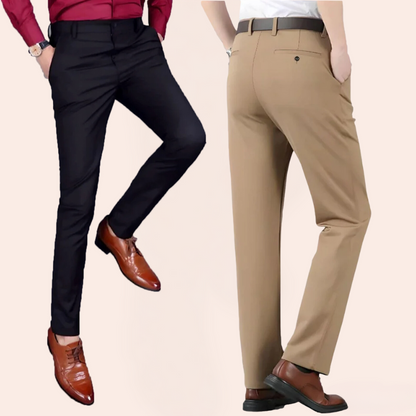 Men's Stretch Trousers - Leo-Black-29-Nora Luxe