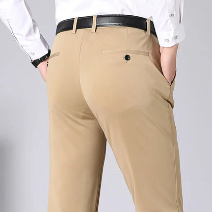 Men's Stretch Trousers - Leo-Khaki-29-Nora Luxe