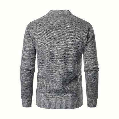 Men's sweater with V-neck - Aspen-Light Gray-S-Nora Luxe