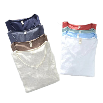 Men's V-Neck Linen Shirt – Luca-White-M-The Livary