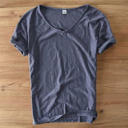 Men's V-Neck Linen Shirt – Luca-White-M-The Livary